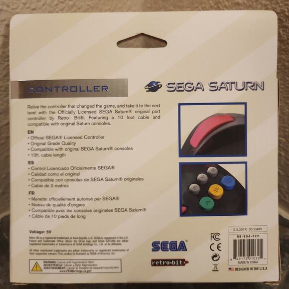 Saturn Controller, Slate Grey w/ 10-Ft Cable - SEGA - Retro-Bit - Picture 2 of 3